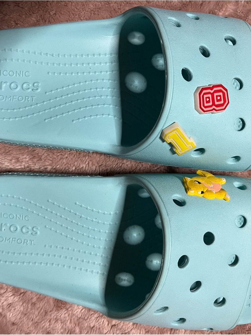 CROCS Light Blue Slip-On Clog Sandals with Charms
